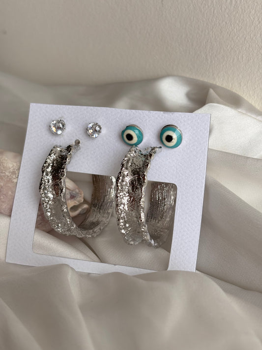Silver Hoops Combo
