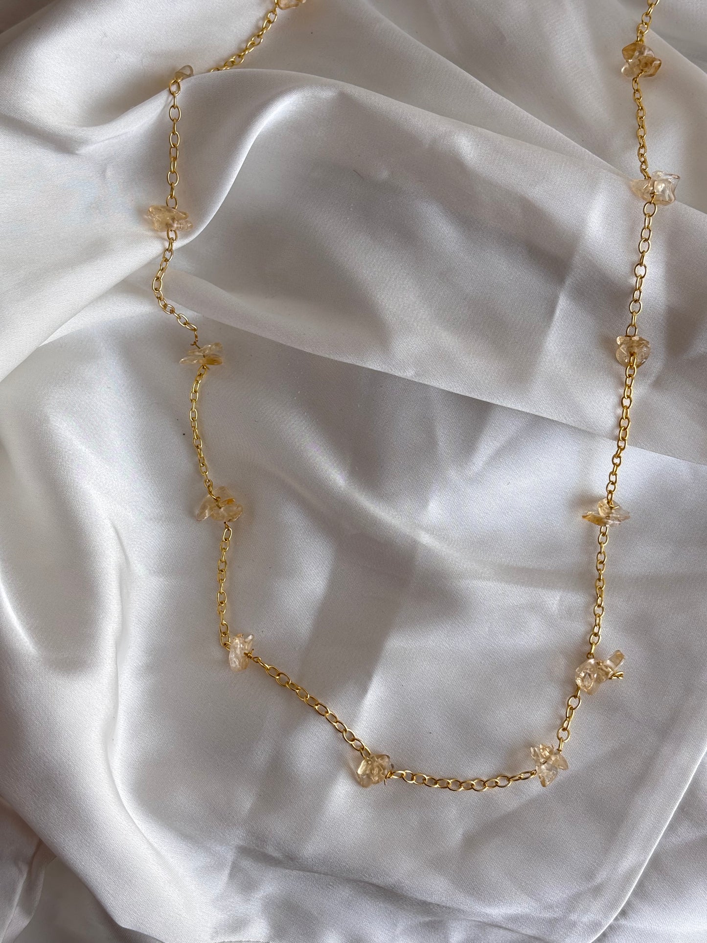 Citrine stone long necklace