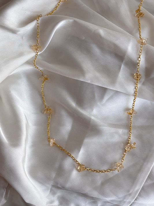 Citrine stone long necklace