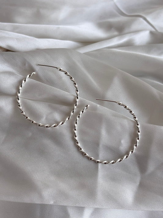 Silver Chain Hoops