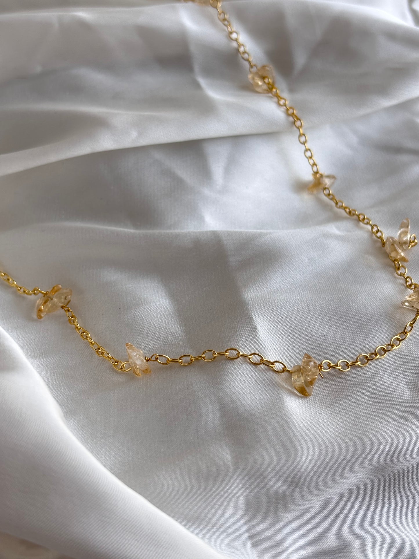 Citrine stone long necklace