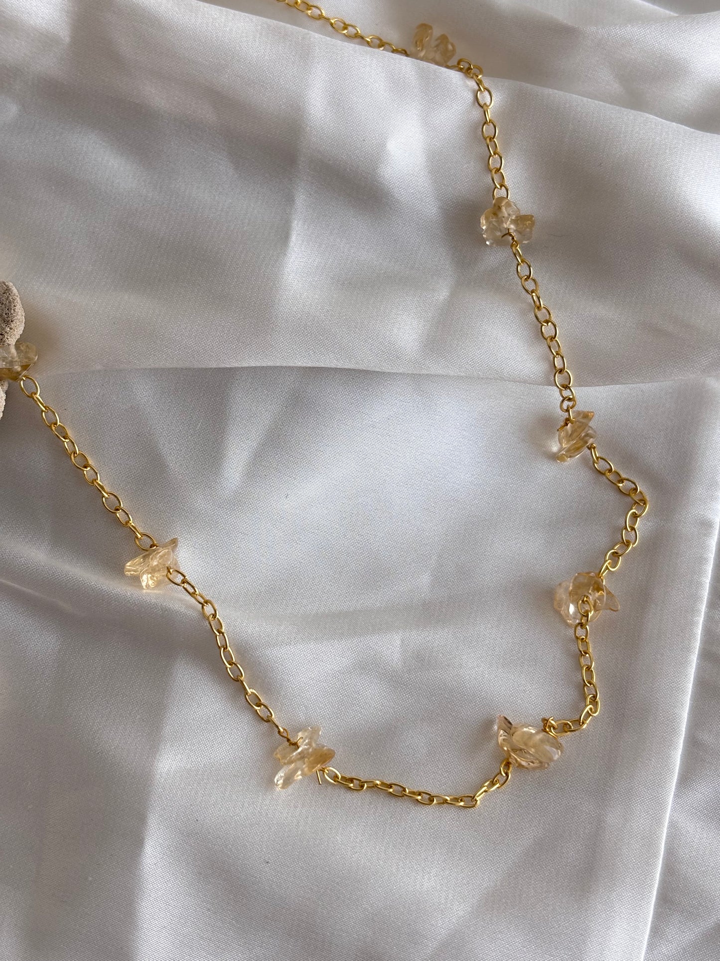 Citrine stone long necklace