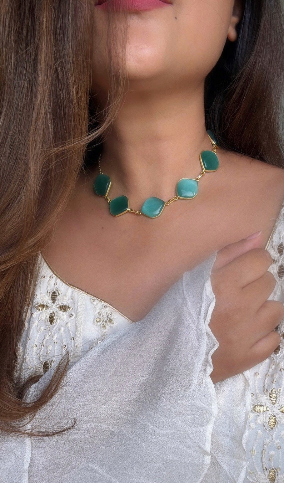 Oasis Green Stone Necklace / Choker